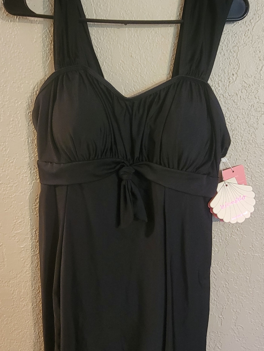 Black Sleeveless Knot-Front Dress by